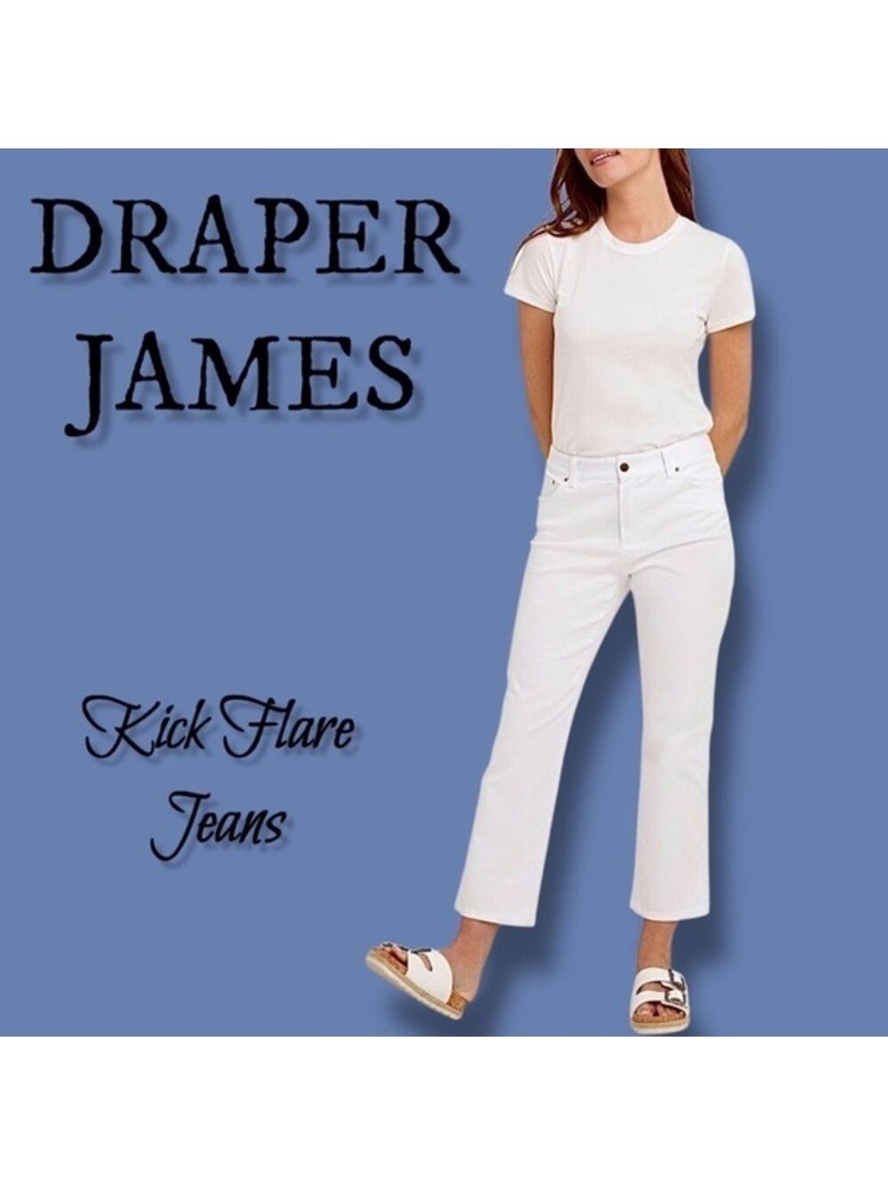 DRAPER JAMES Ankle-Length White Kick Flare Jeans NWT/32